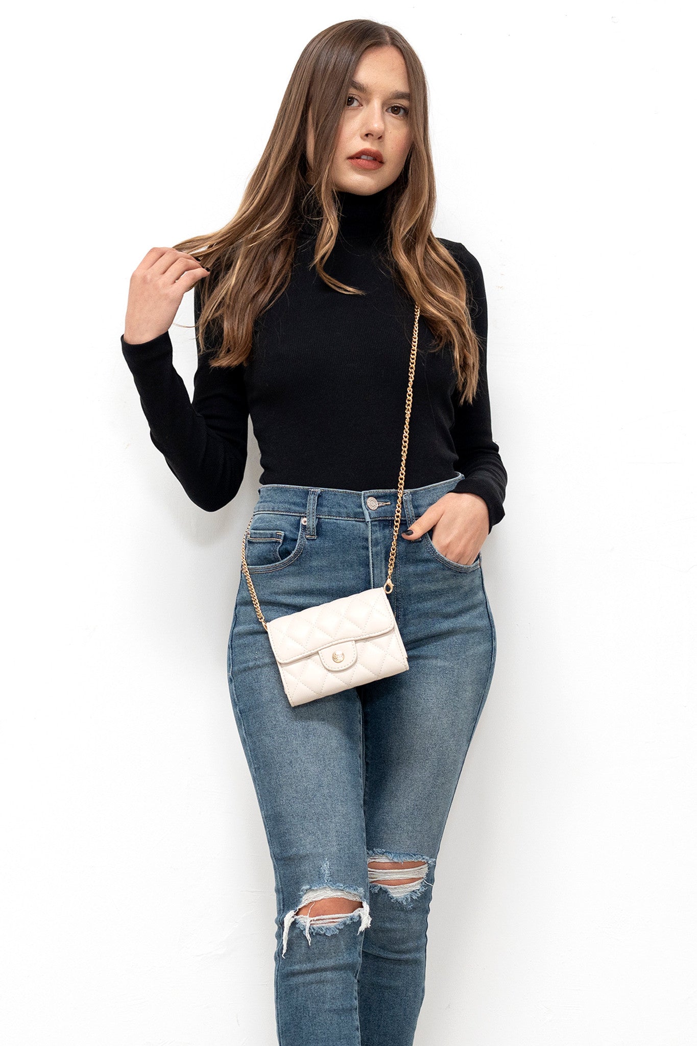 Quilted Clutch/Crossbody w/ Chain Strap