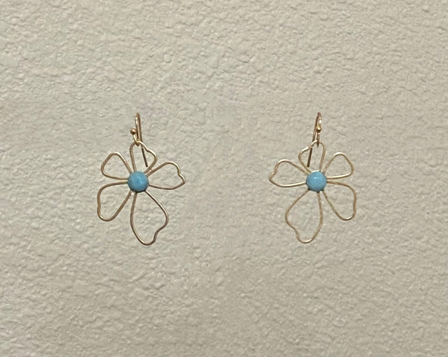 Gold/Beaded Open Flower Earrings