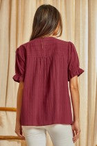 Wine embroidered top