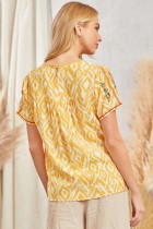 Yellow Aztec print top