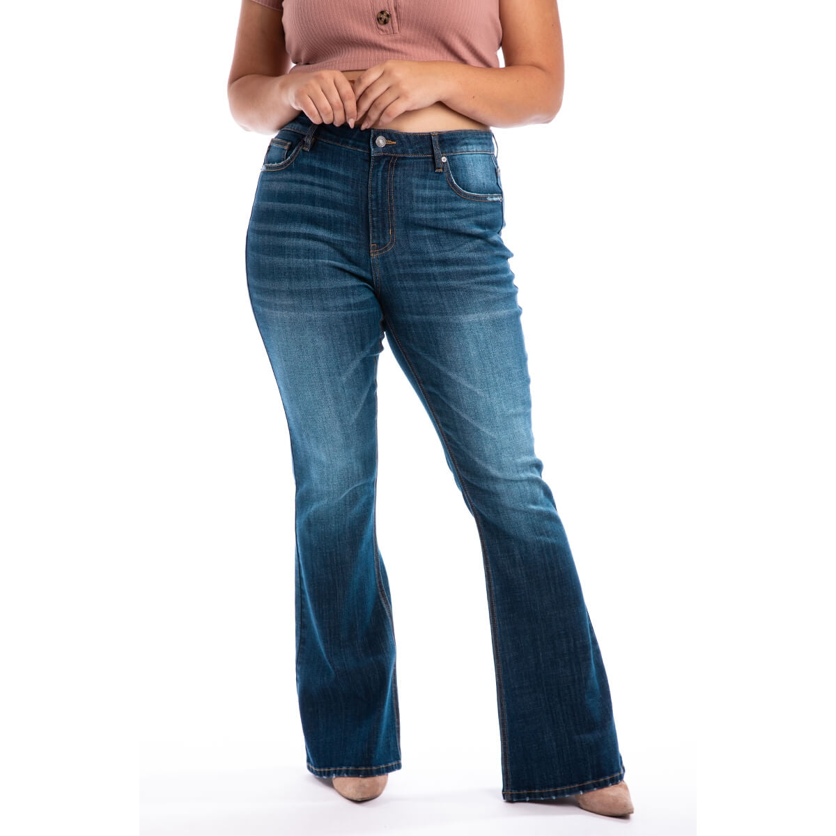 Plus Mid Rise Flare Jeans