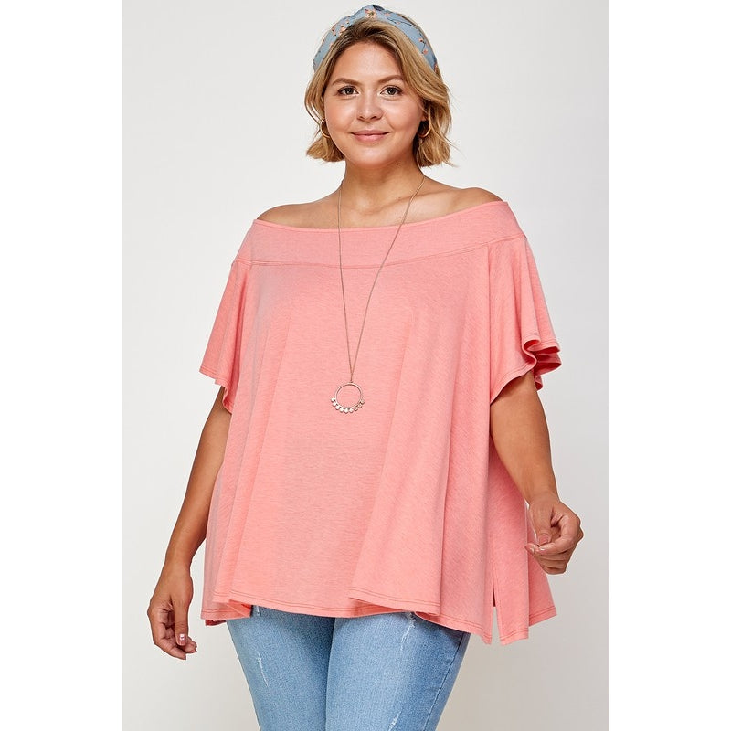 Plus Solid Boatneck Top