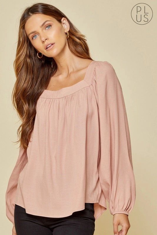 Plus Square Neckline Blouse