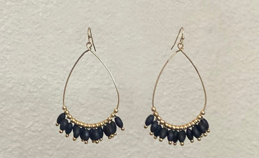 Black and gold teardrop earrings