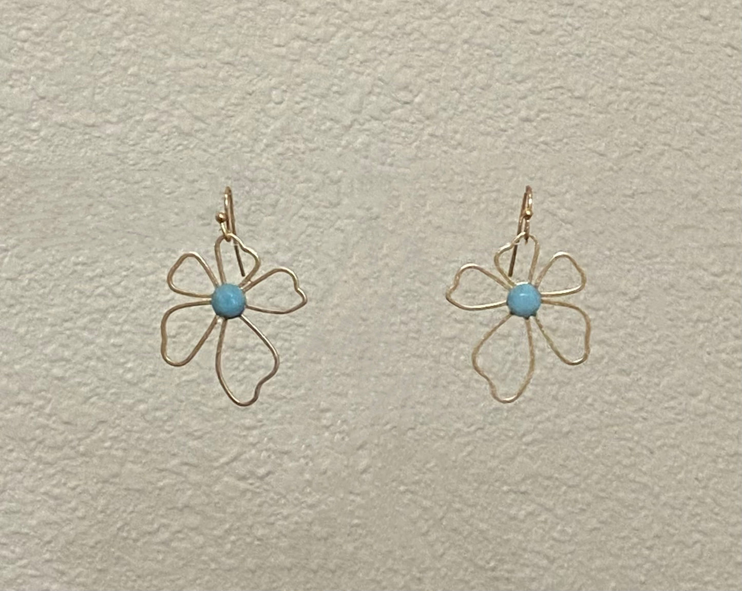 Gold/Beaded Open Flower Earrings