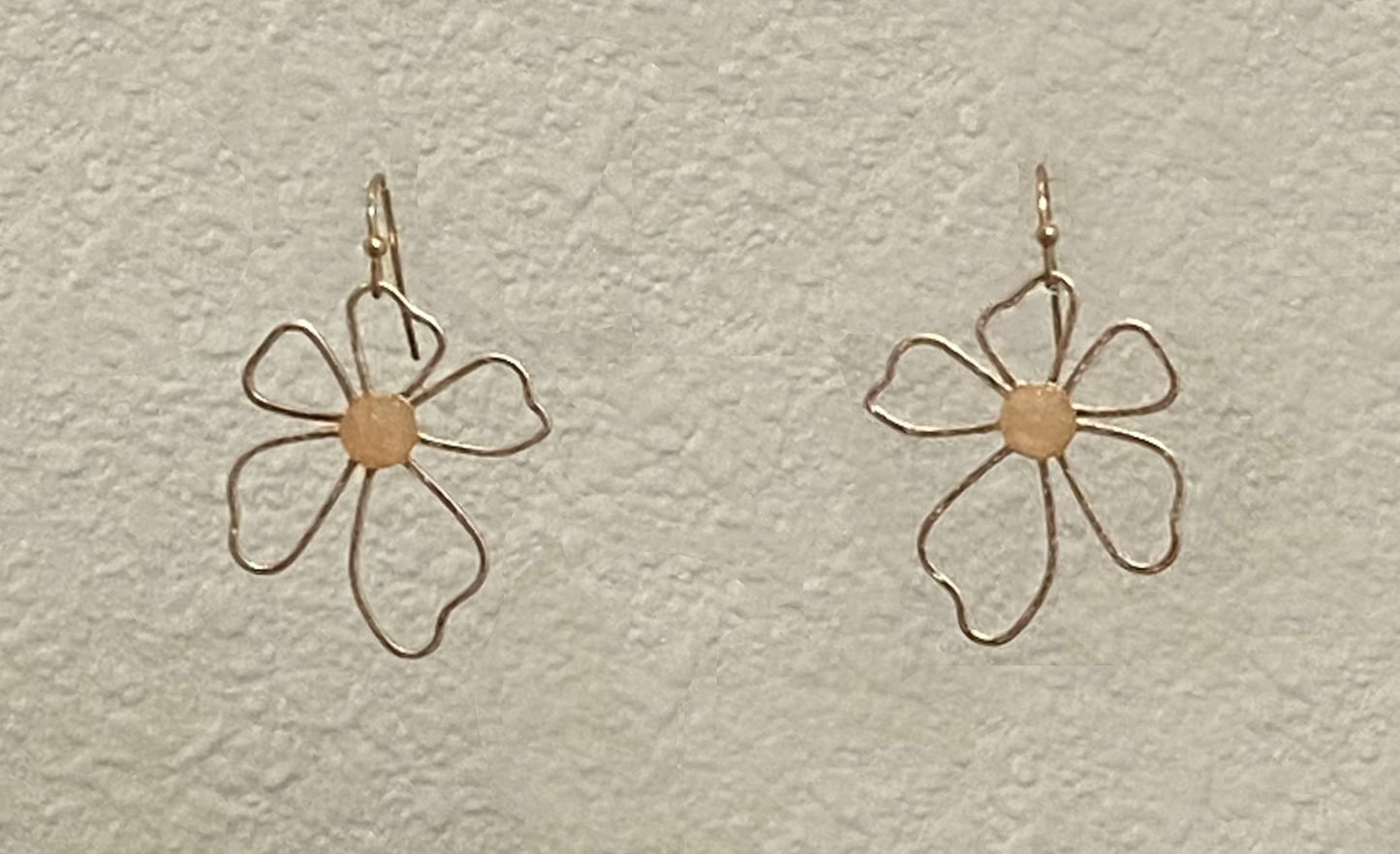 Gold/Beaded Open Flower Earrings