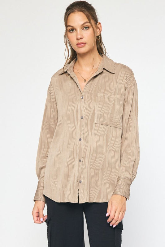 Textured long sleeve blouse