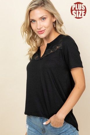 Plus Lace Detailed Casual Top
