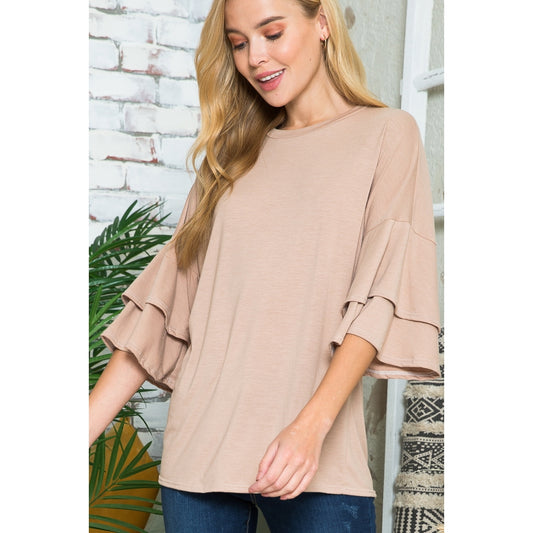 Plus Tiered Bell Sleeve Top