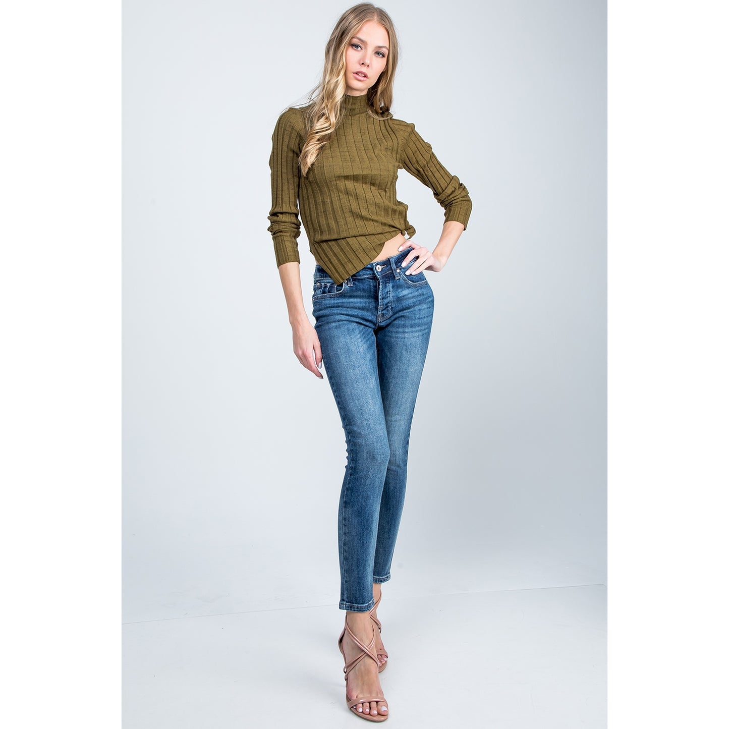 Mid Rise Skinny Button Fly Jeans